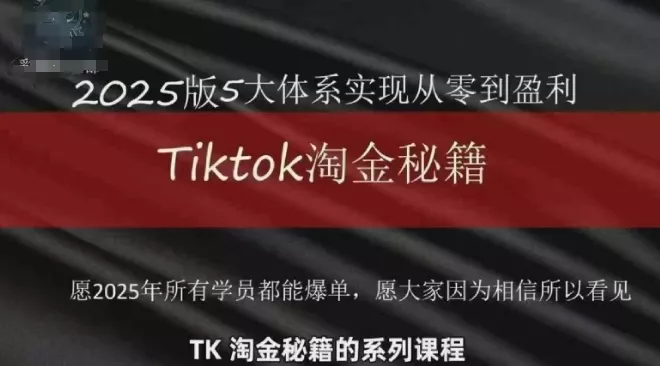 TikTok跨境2025淘金秘籍，​2025TikTok从0到盈利变现-山河网创