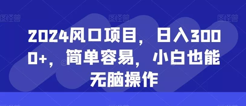 2024风口项目，日入3000+，简单容易，小白也能无脑操作-山河网创