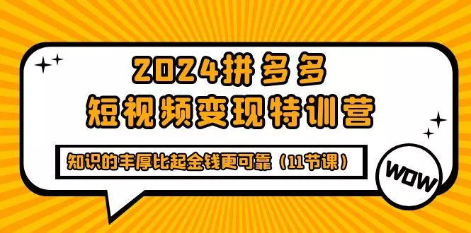 (9817期)2024拼多多短视频变现特训营，知识的丰厚比起金钱更可靠(11节课)-山河网创