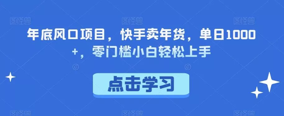 年底风口项目，快手卖年货，单日1000+，零门槛小白轻松上手-山河网创