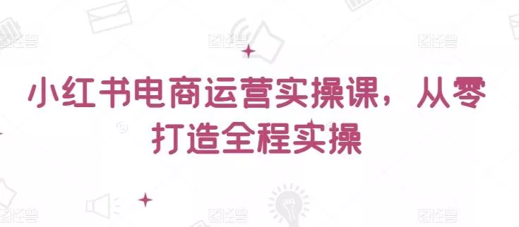 小红书电商运营实操课，​从零打造全程实操-山河网创