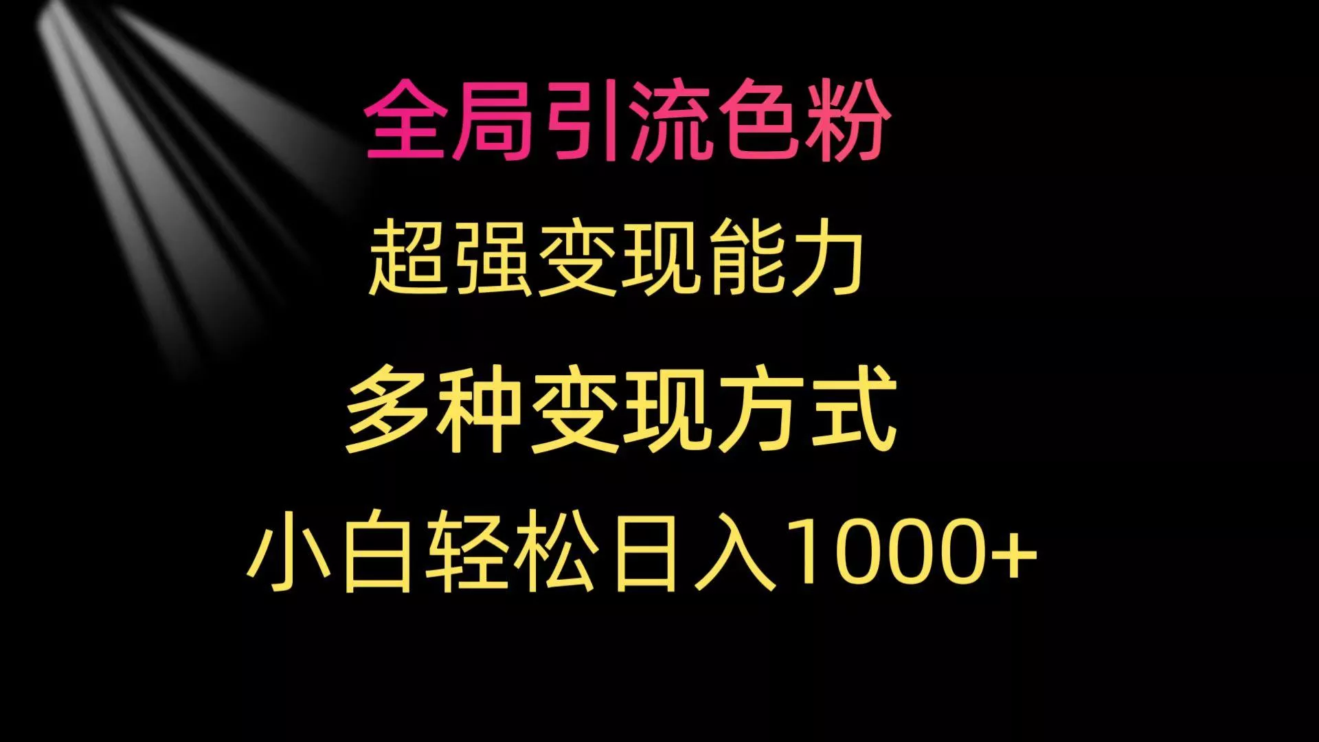 (9680期)全局引流色粉 超强变现能力 多种变现方式 小白轻松日入1000+-山河网创