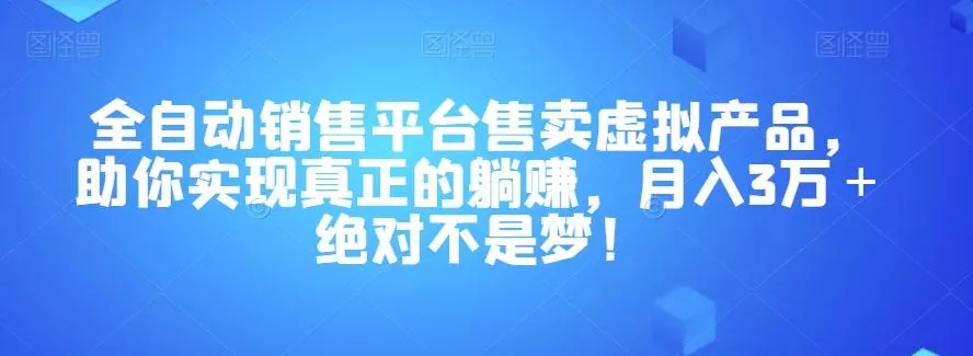 全自动销售平台售卖虚拟产品，助你实现真正的躺赚，月入3万＋绝对不是梦！【揭秘】-山河网创