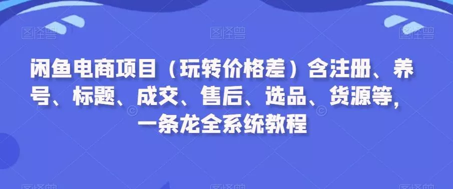 闲鱼电商项目(玩转价格差)含注册、养号、标题、成交、售后、选品、货源等，一条龙全系统教程-山河网创