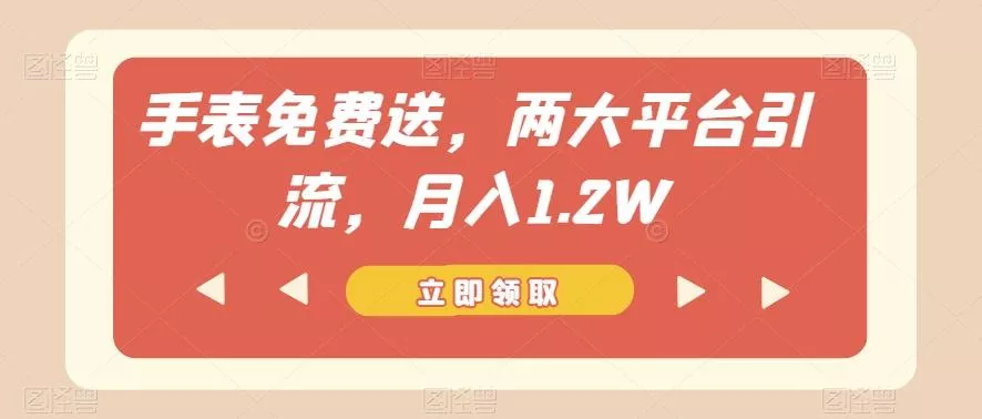 手表免费送，两大平台引流，月入1.2W【揭秘】-山河网创