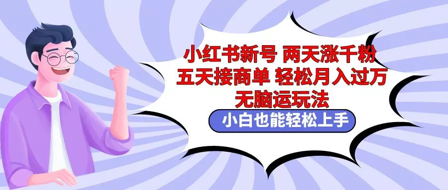 小红书新号两天涨千粉五天接商单轻松月入过万 无脑搬运玩法 小白也能轻…-山河网创