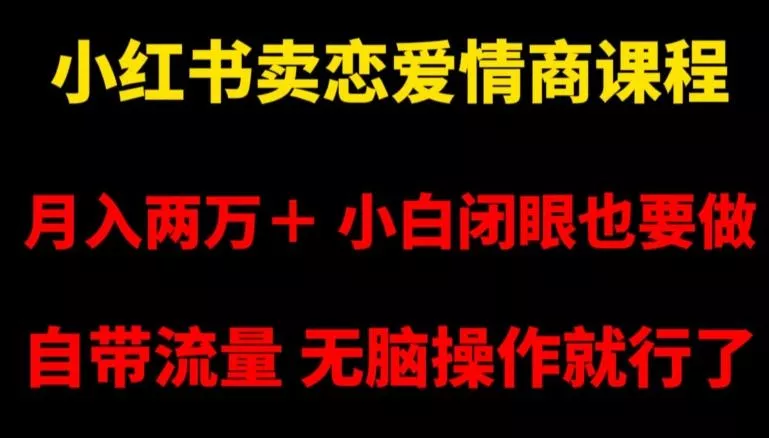小红书卖恋爱情商课程，月入两万＋，小白闭眼也要做，自带流量，无脑操作就行了【揭秘】-山河网创