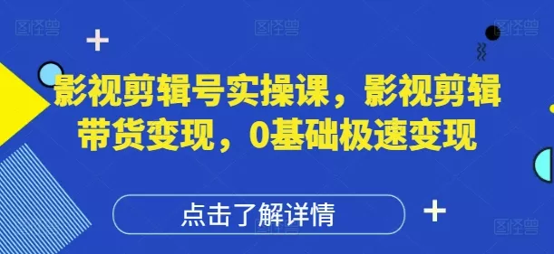 影视剪辑号实操课，影视剪辑带货变现，0基础极速变现-山河网创
