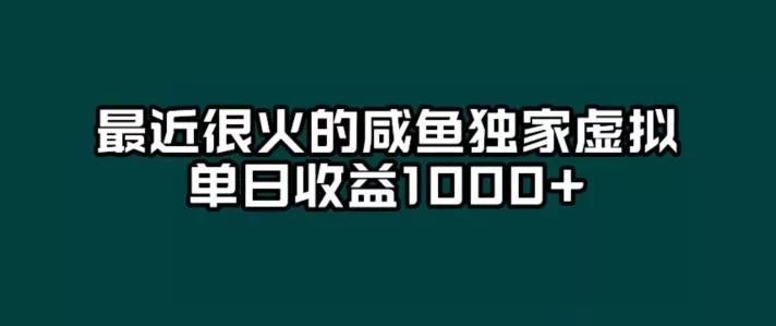 最近很火的咸鱼独家虚拟，单日收益1000+-山河网创