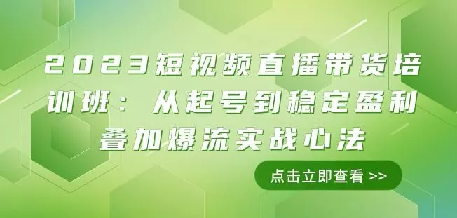 2023短视频直播带货培训班：从起号到稳定盈利叠加爆流实战心法（11节课）-山河网创