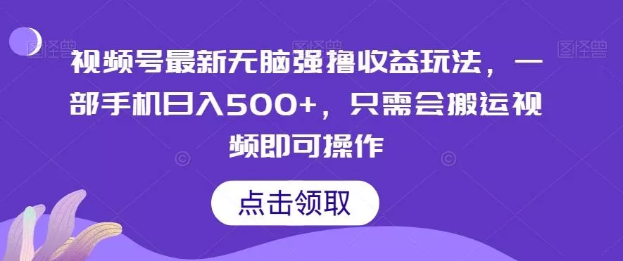 视频号最新无脑强撸收益玩法，一部手机日入500+，只需会搬运视频即可操作-山河网创