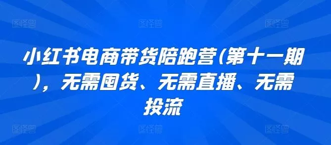 小红书电商带货陪跑营(第十一期)，无需囤货、无需直播、无需投流-山河网创