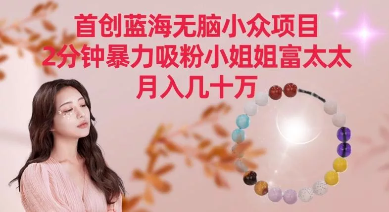 首创蓝海无脑小众项目，2分钟暴力吸粉小姐姐富太太，月入几十万【揭秘】-山河网创