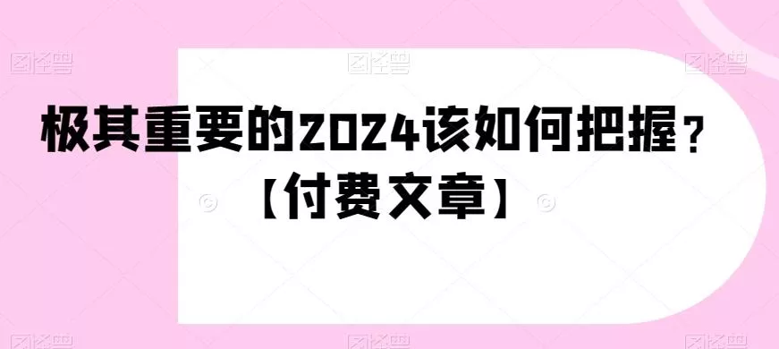 极其重要的2024该如何把握？【付费文章】-山河网创