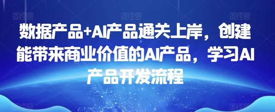 数据产品+AI产品通关上岸，创建能带来商业价值的AI产品，学习AI产品开发流程-山河网创