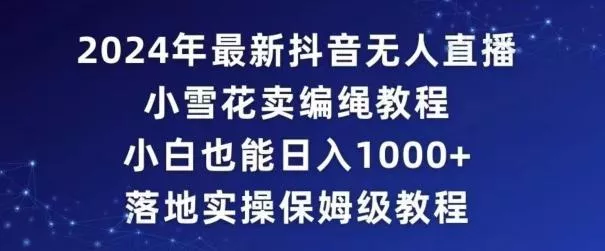 2024年抖音最新无人直播小雪花卖编绳项目，小白也能日入1000+落地实操保姆级教程【揭秘】-山河网创