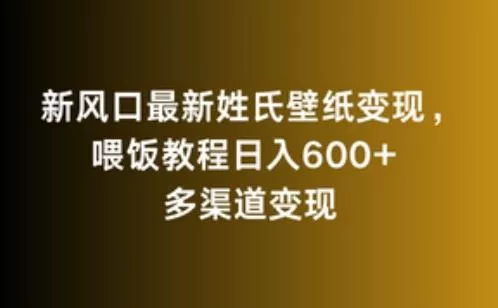 新风口最新姓氏壁纸变现，喂饭教程日入600+【揭秘】-山河网创