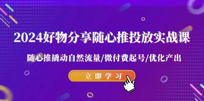 2024好物分享-随心推投放实战课 随心推撬动自然流量/微付费起号/优化产出-山河网创