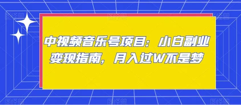 中视频音乐号项目：小白副业变现指南，月入过W不是梦【揭秘】-山河网创