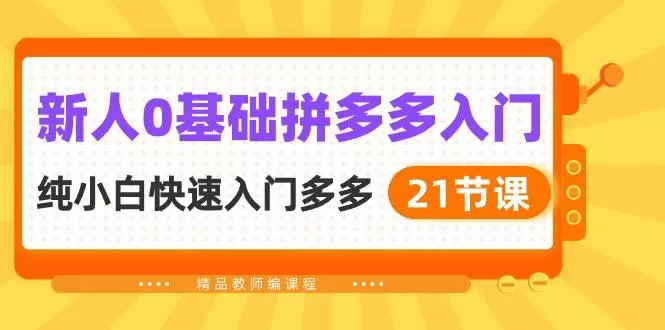 新人0基础拼多多入门，​纯小白快速入门多多(21节课-山河网创