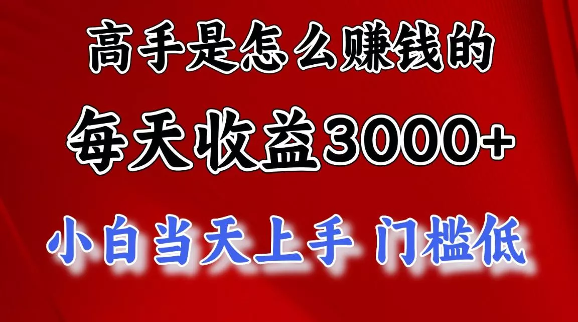 高手是怎么赚钱的，一天收益3000+ 这是穷人逆风翻盘的一个项目，非常稳…-山河网创