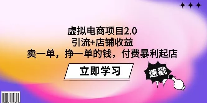 (9645期)虚拟电商项目2.0：引流+店铺收益  卖一单，挣一单的钱，付费暴利起店-山河网创