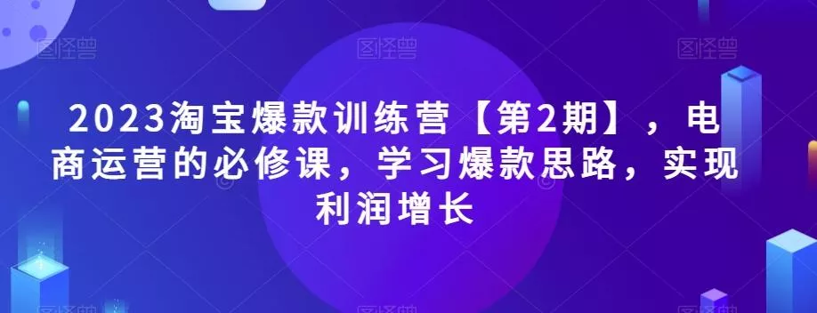 2023淘宝爆款训练营【第2期】，电商运营的必修课，学习爆款思路，实现利润增长-山河网创