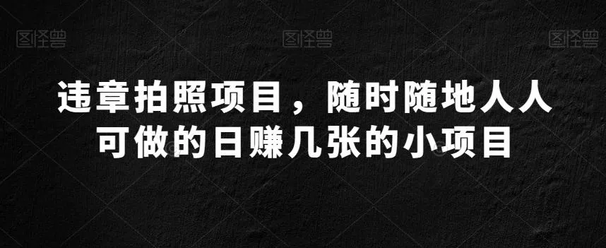 违章拍照项目，随时随地人人可做的日赚几张的小项目-山河网创