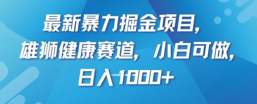 最新暴力掘金项目，雄狮健康赛道，小白可做，日入1000+【揭秘】-山河网创