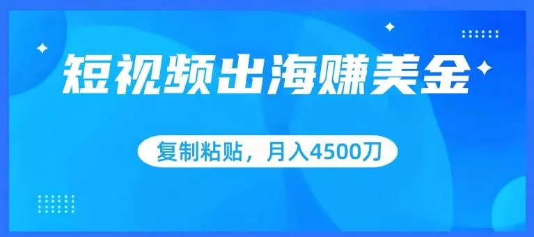 短视频出海赚美金，复制粘贴批量操作，小白轻松掌握，月入4500美刀【揭秘】-山河网创