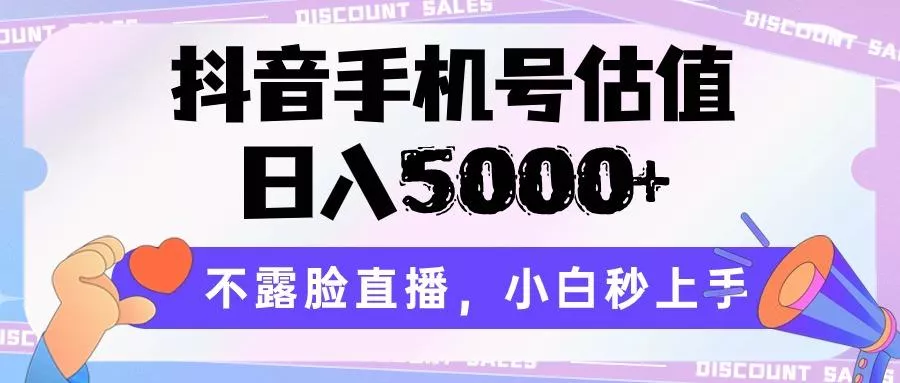 抖音手机号估值，日入5000+，不露脸直播，小白秒上手-山河网创