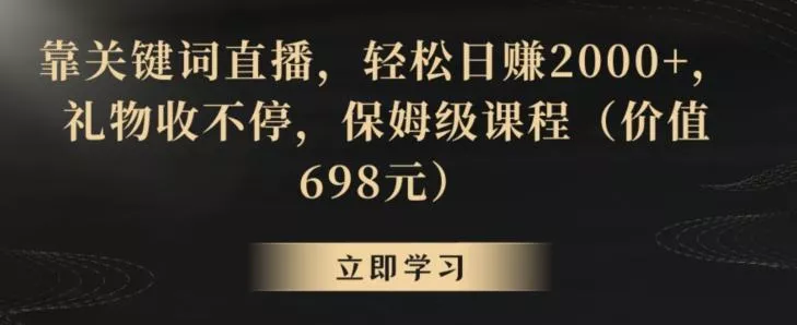 靠关键词直播，轻松日赚2000+，礼物收不停，保姆级课程(价值698元)【揭秘】-山河网创