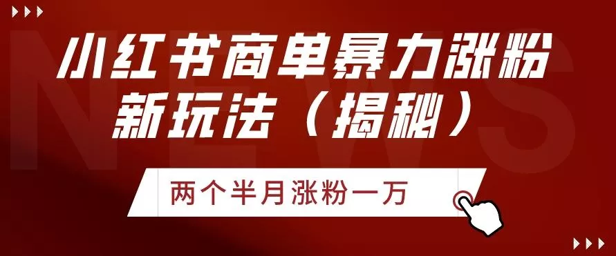 小红书商单暴力涨粉新玩法两个半月涨粉一万（揭秘）-山河网创