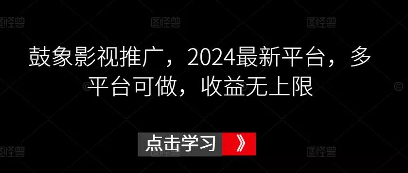 鼓象影视推广，2024最新平台，多平台可做，收益无上限【揭秘】-山河网创