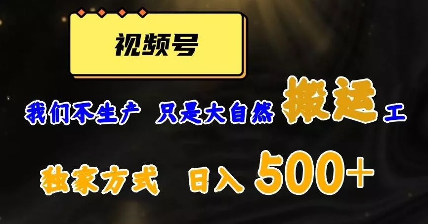 视频号轻松搬运日赚500+，一个1分钟1条原创视频【揭秘】-山河网创