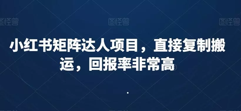 小红书矩阵达人项目，直接复制搬运，回报率非常高-山河网创
