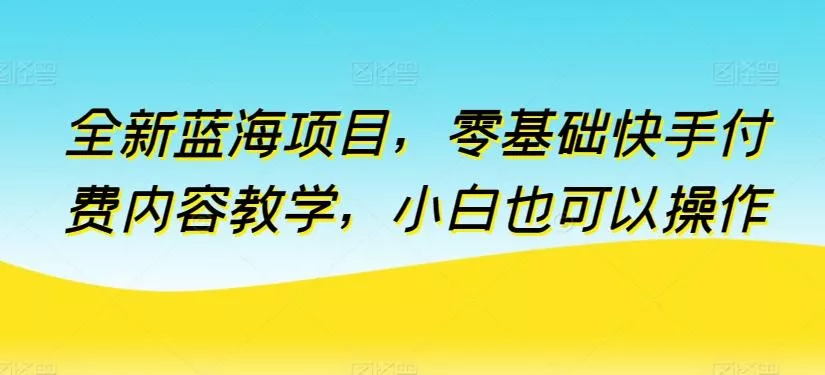 全新蓝海项目，零基础快手付费内容教学，小白也可以操作【揭秘】-山河网创