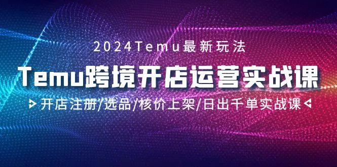 2024Temu跨境开店运营实战课，开店注册/选品/核价上架/日出千单实战课-山河网创