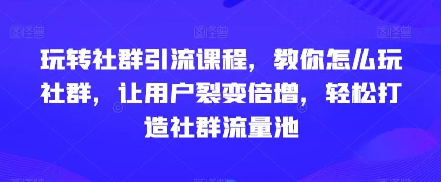 玩转社群引流课程，教你怎么玩社群，让用户裂变倍增，轻松打造社群流量池-山河网创