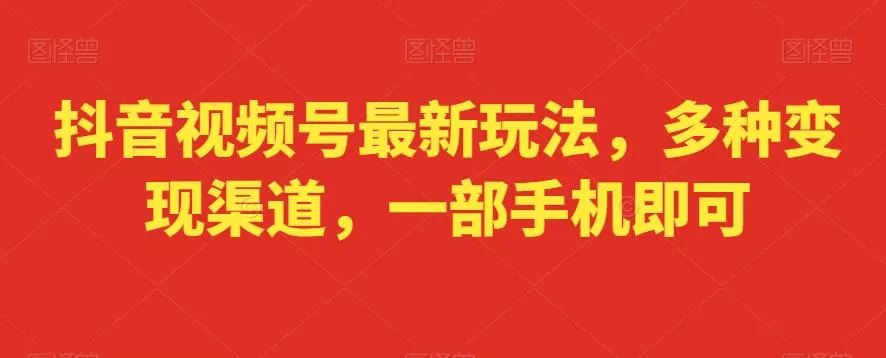 抖音视频号最新玩法，多种变现渠道，一部手机即可-山河网创