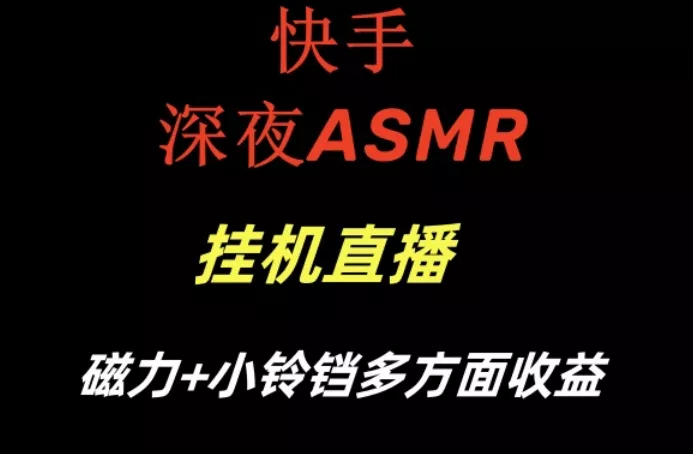 快手深夜ASMR挂机直播，磁力+小铃铛收益(附带工具和5G素材)【揭秘】-山河网创
