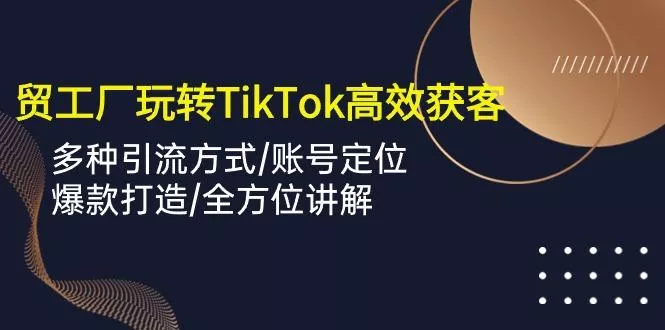 外贸工厂玩转TikTok高效获客，多种引流方式/账号定位/爆款打造/全方位讲解-山河网创