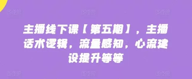 主播线下课【第五期】，主播话术逻辑，流量感知，心流建设提升等等-山河网创