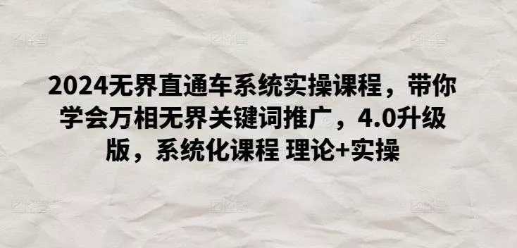 2024无界直通车系统实操课程，带你学会万相无界关键词推广，4.0升级版，系统化课程 理论+实操-山河网创