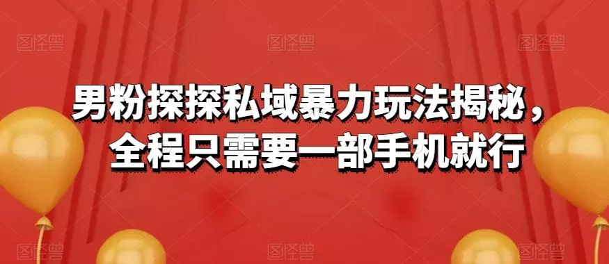 男粉探探私域暴力玩法揭秘，全程只需要一部手机就行-山河网创