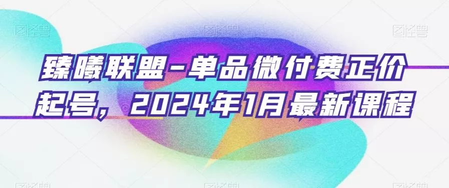 臻曦联盟-单品微付费正价起号，2024年1月最新课程-山河网创