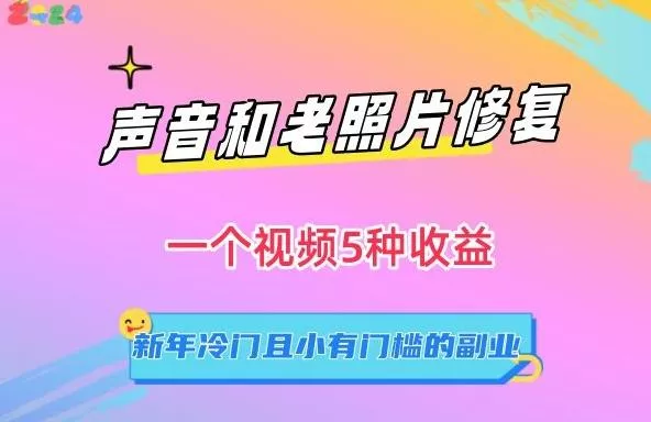 声音和老照片修复，一个视频5种收益，新年冷门且小有门槛的副业【揭秘】-山河网创