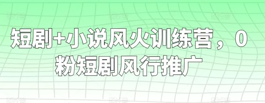 短剧+小说风火训练营，0粉短剧风行推广-山河网创
