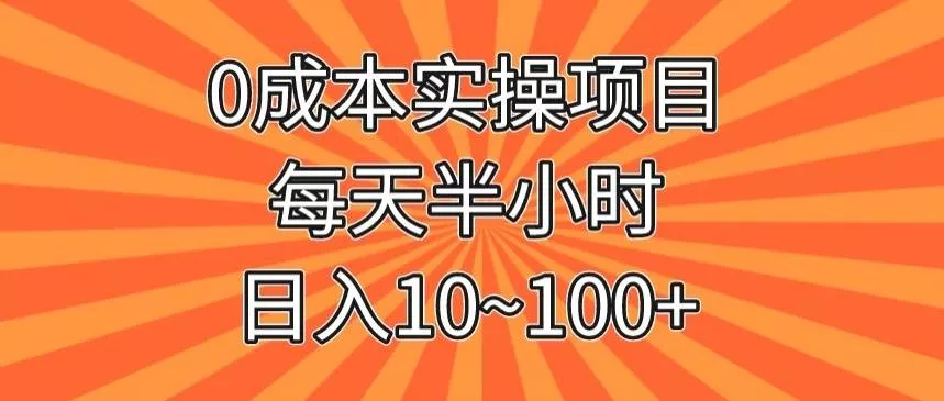 0成本实操项目，每天半小时，日入10~100+-山河网创