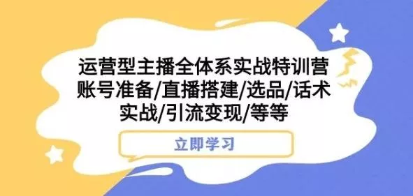 运营型主播全体系实战特训营，账号准备/直播搭建/选品/话术实战/引流变现/等等-山河网创